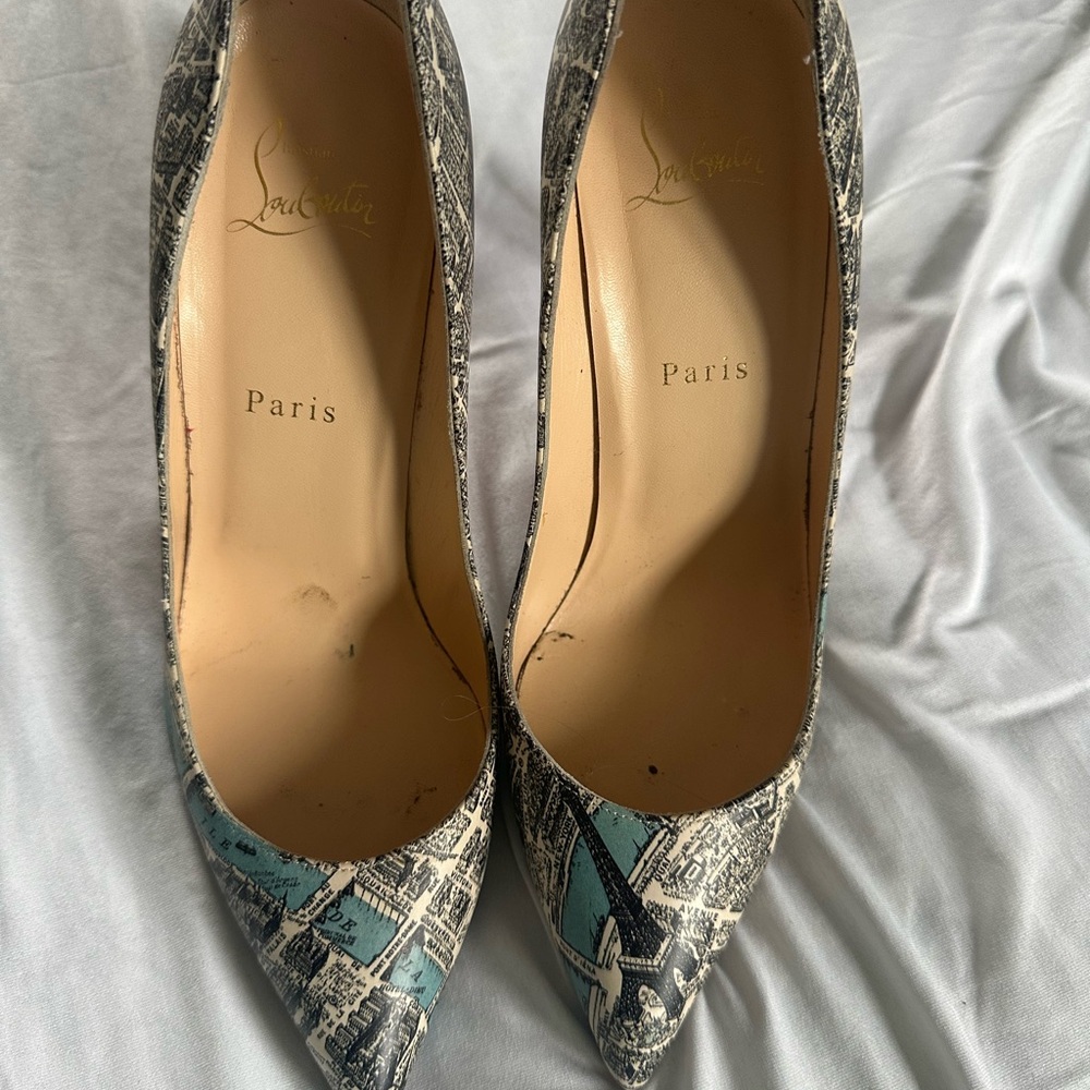 Christian Louboutin Map of Paris Blue and Black Women's Shoes
